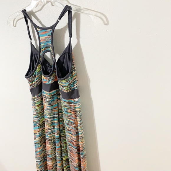 Dakini Multi Colored Stretch Dress Racerback with Cutout Banded Waistline Midi - Picture 4 of 7